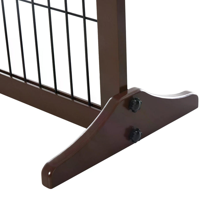 Foldable 3-Panel Pine Pet Gate - Indoor Dog Barrier with Supporting Feet for Safety - Ideal for Dividing Aisles and Stairs