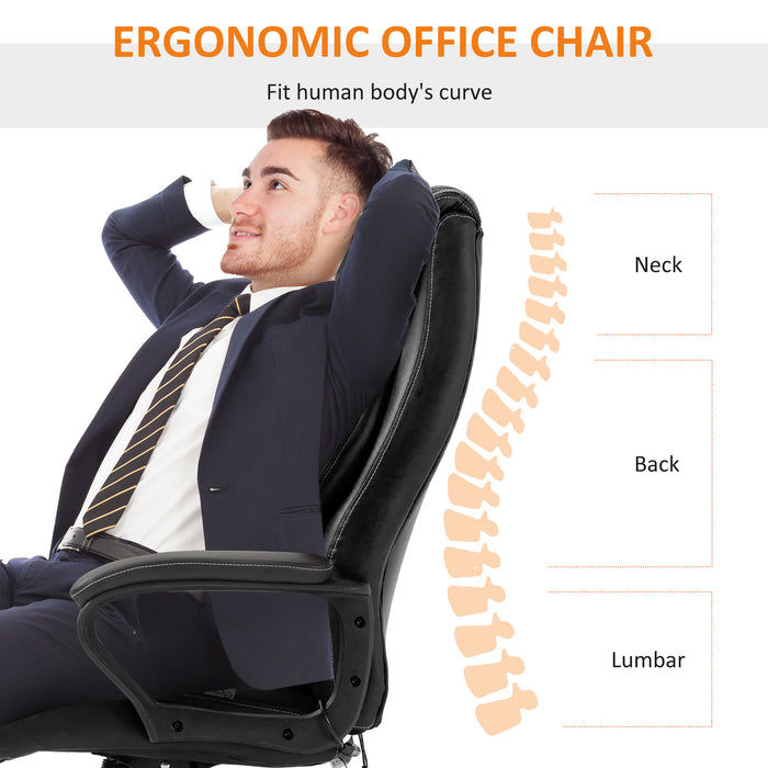High Back Executive Massage Office Chair - 6-Point Vibrating, Extra Padded Swivel & Tilt Functionality - Ergonomic Desk Seat for Comfortable Working