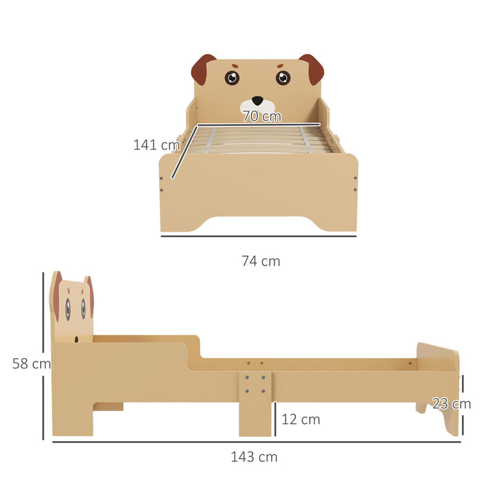 Puppy-Themed Toddler Bed - Sturdy Frame & Fun Design for Ages 3-6, 143x74x58 cm - Bright Yellow Color to Brighten Kids' Room