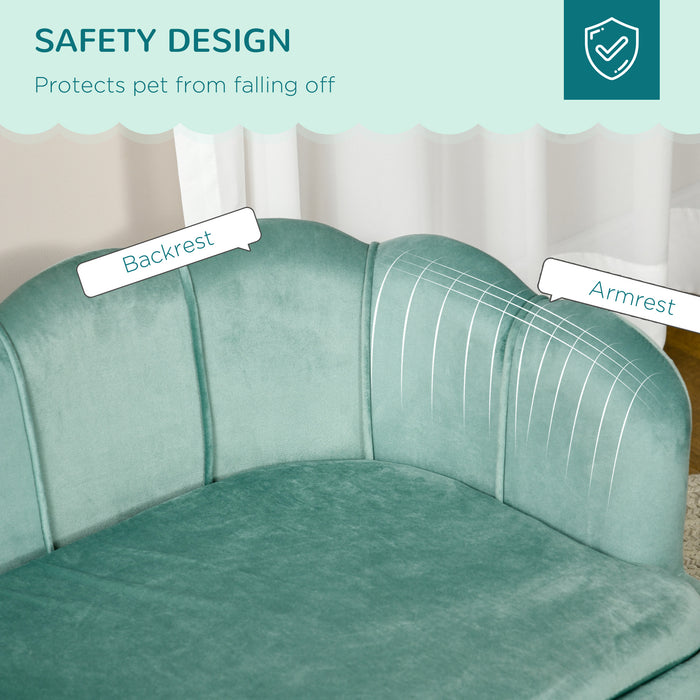 Elevated Canine Lounger - Comfy Dog Sofa with Cushion for Medium to Large Breeds - Stylish Pet Couch Bed with Legs in Green