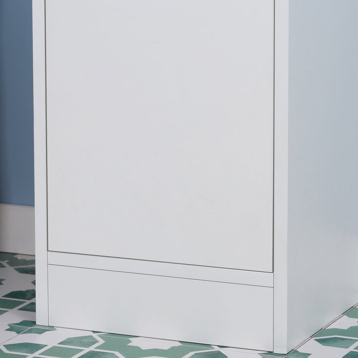 Slimline Freestanding Bathroom Cabinet with Mirror - Tall Storage Unit with Adjustable Shelving - Space-Saving Organizer for Narrow Spaces