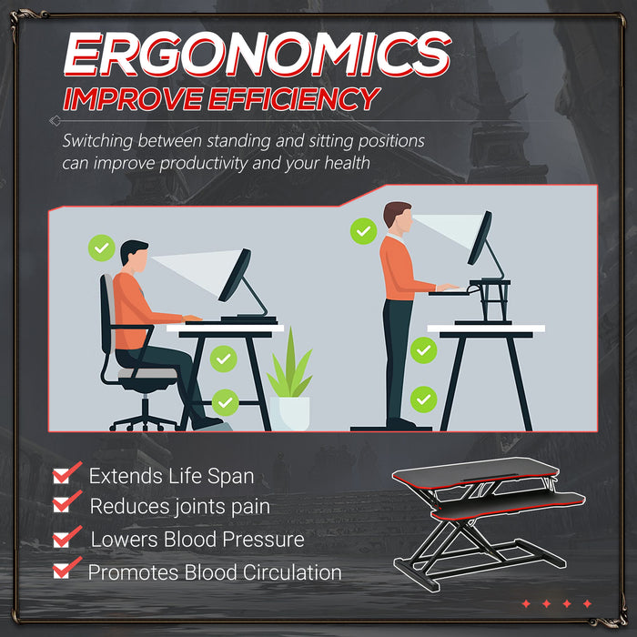 Ergonomic Standing Desk - Height Adjustable Computer Stand with Keyboard Tray - Home Office Workstation Riser for Improved Posture and Productivity
