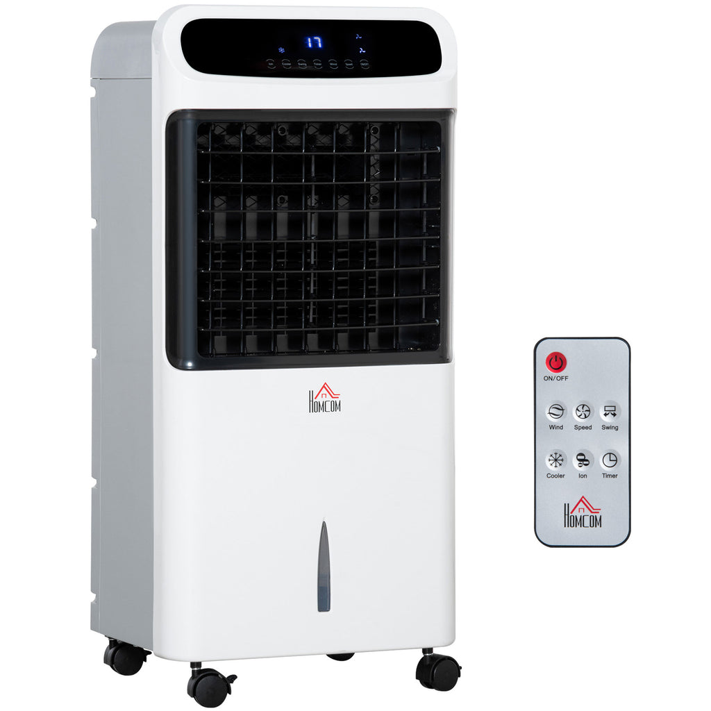 32" Mobile Air Cooler with Evaporative Anion Technology - Ice Cooling Fan, Water Conditioner, Humidifier with 3 Modes, Remote, Timer - Ideal for Home Bedroom Comfort and Air Quality Improvement