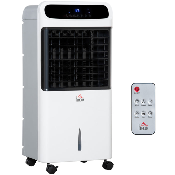32" Mobile Air Cooler with Evaporative Anion Technology - Ice Cooling Fan, Water Conditioner, Humidifier with 3 Modes, Remote, Timer - Ideal for Home Bedroom Comfort and Air Quality Improvement