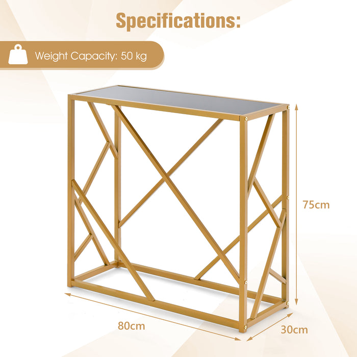 Console Table for Home - Gold Finished Frame with Black Top - Perfect for Styling Your Entryway or Living Room