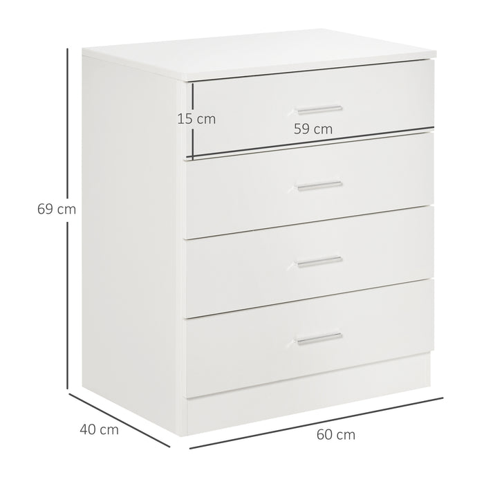 Vertical 4-Drawer Storage Chest with Metal Glides - Sturdy Anti-Tip Design for Playrooms, Nurseries, and Hallways - Space-Saving Organizer for Homes