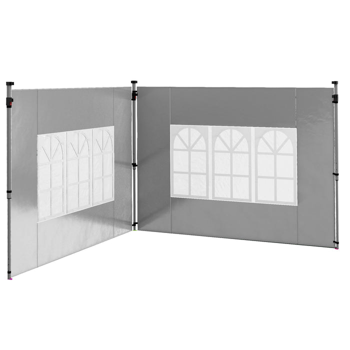 Gazebo Side Panels with Window - Fits 3x3m or 3x4m Pop Up Gazebos, Grey, 2-Pack - Easy Install Weather-Resistant Side Replacements for Outdoor Protection