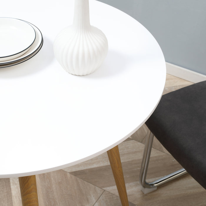 Round Matte Dining Table for Two - Contemporary Kitchen Furniture with Metal Legs - Ideal for Dining Room and Small Living Spaces