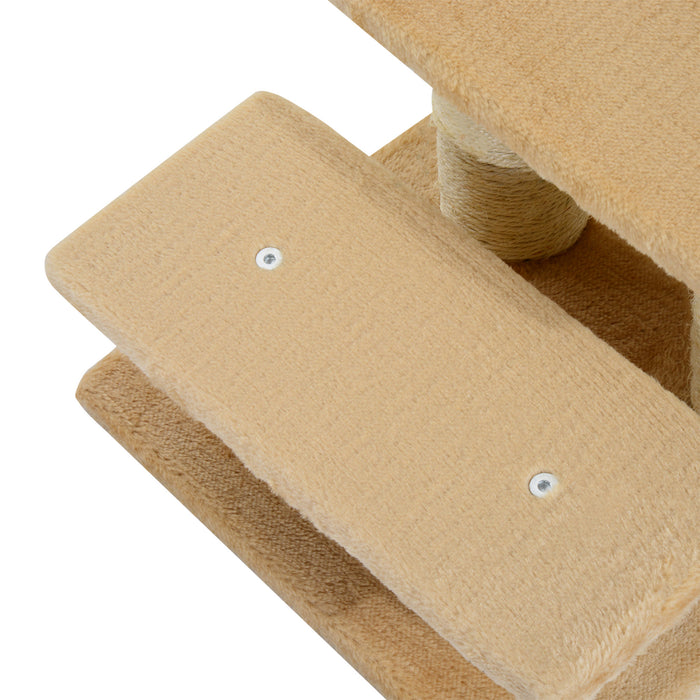 3-Step Pet Steps Climber Ladder - Plush Surface Portable Animal Stairs for Cats and Dogs - Easy Climb Assistance for Older or Small Pets, Cream Color