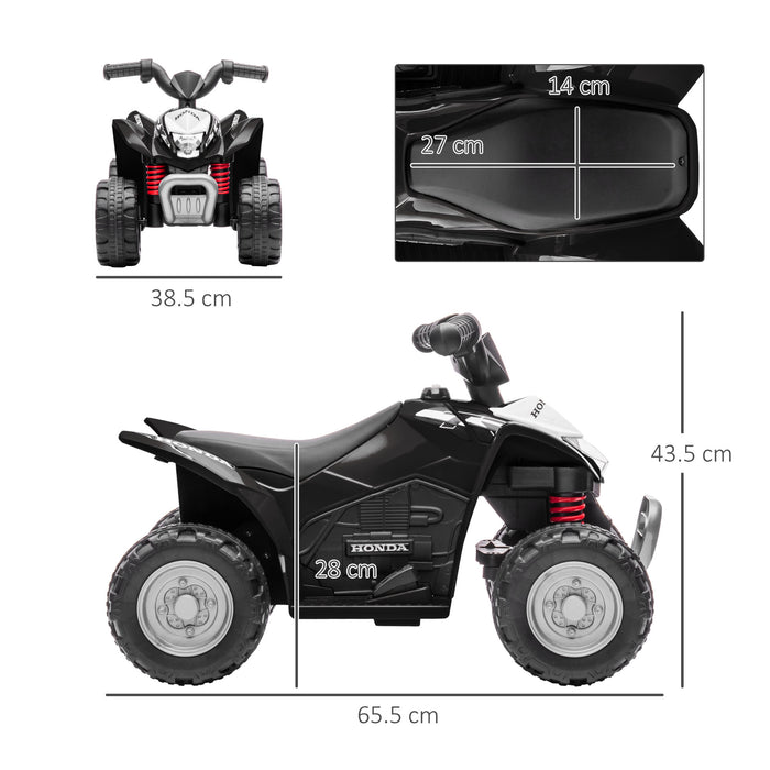 Honda 6V Electric Kids Quad Bike - LED Light Horn ATV Ride-On Toy, Black - Perfect for Toddlers 1.5-3 Years Old