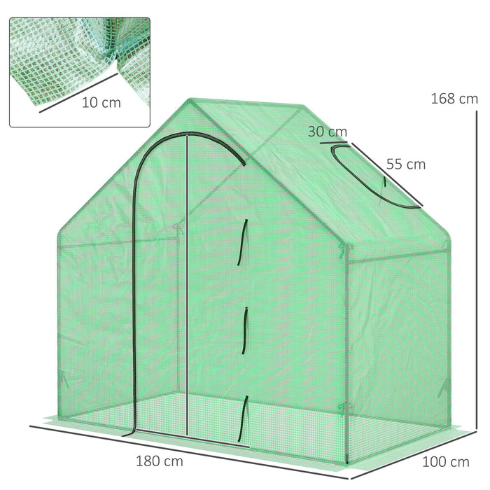 Garden Grow House Walk-In Greenhouse - 180x100x168 cm with Roll-Up Door & Ventilation Window - Ideal for Plant Protection & Extended Growing Season