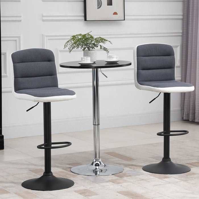 Armless Adjustable Bar Stool Set - Upholstered Swivel Seat, Adjustable Height, Dark Grey - Ideal for Home Bar or Kitchen Counter Seating