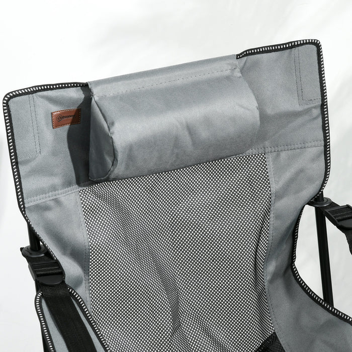 Foldable Reclining Garden Chair with Footrest - Adjustable Backrest and Portable Camping Chair Features, Headrest, Cup Holder - Ideal for Outdoor Comfort and Travel Convenience