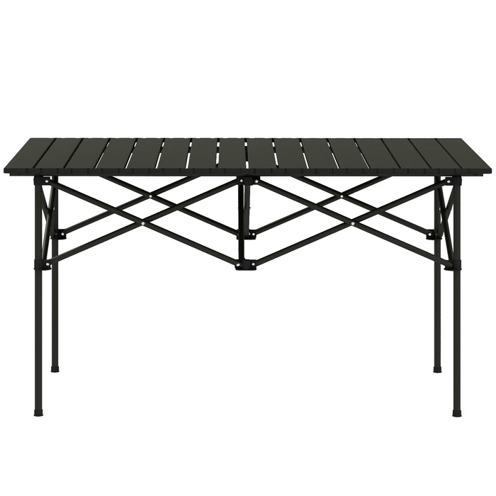 Lightweight Folding Aluminum Camping Table - Roll-Up Top Picnic Desk with Carry Bag - Ideal for Outdoor Activities, BBQ, and Hikers
