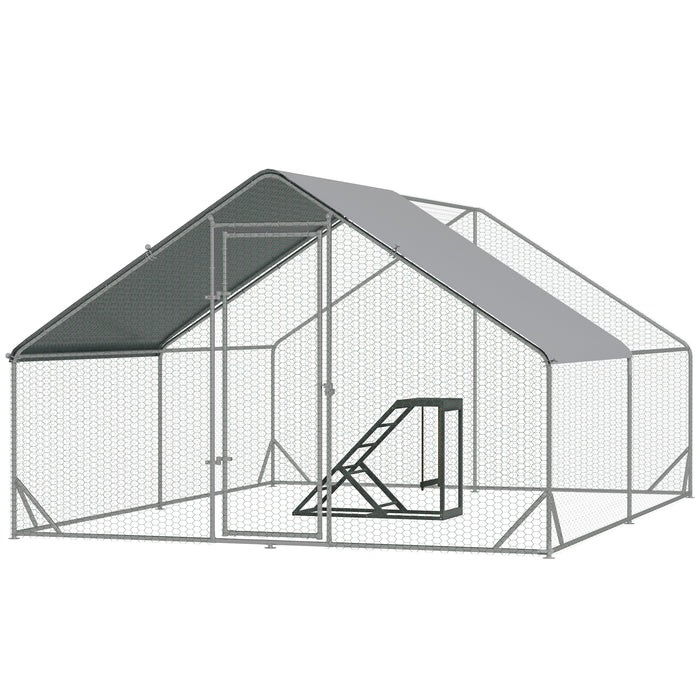 Spacious 3x4x2m Walk-In Chicken Coop Run - Includes Activity Shelf and Weatherproof Cover - Ideal for Keeping Chickens Active and Sheltered