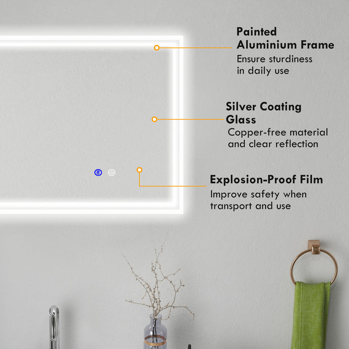 Illuminated LED Bathroom Vanity Mirror - Smart Touch Control, 3 Color Modes, Anti-Fog - Ideal for Makeup Application and Grooming Tasks
