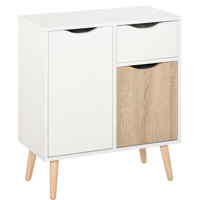 Bedroom & Living Room Sideboard - Natural Finish Storage Cupboard with Drawer and Doors - Elegant Organization for Entryway Spaces