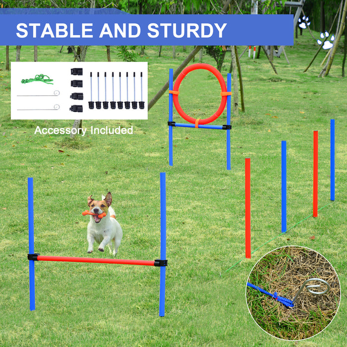 Agility Pet Gear - Dog Training Combo Set: Jump Pole, Hoop & Adjustable Hurdle - Enhance Playtime & Obedience Skills for Active Dogs