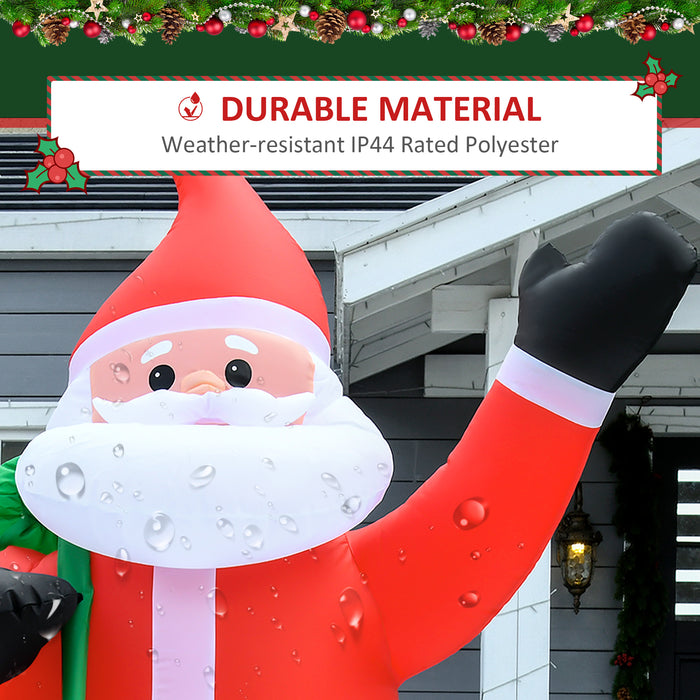 Inflatable Santa with LED Lights - 2.4m Tall Christmas Outdoor Decoration - Festive Yard Display for Holiday Cheer