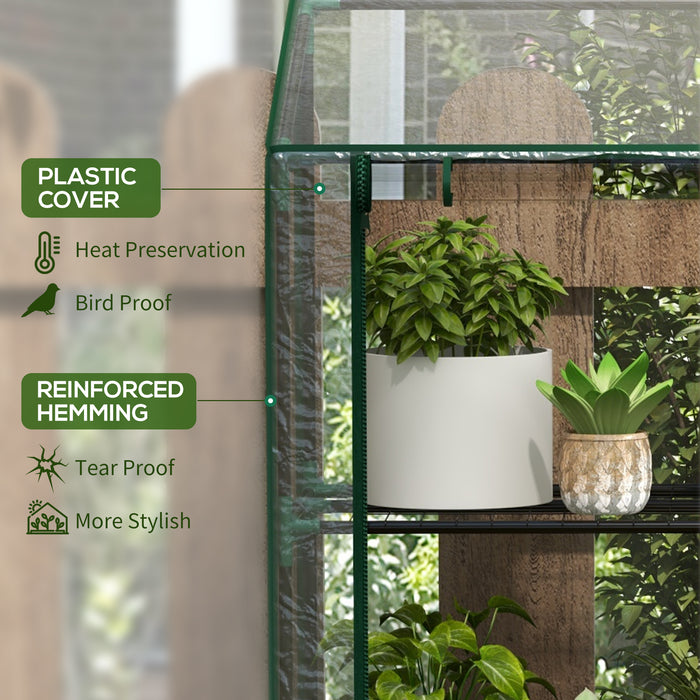 3-Tier Mini Greenhouse with 6 Reinforced Wire Shelves - Clear Cover for Indoor/Outdoor Gardening - Protects Plants and Seedlings from Elements