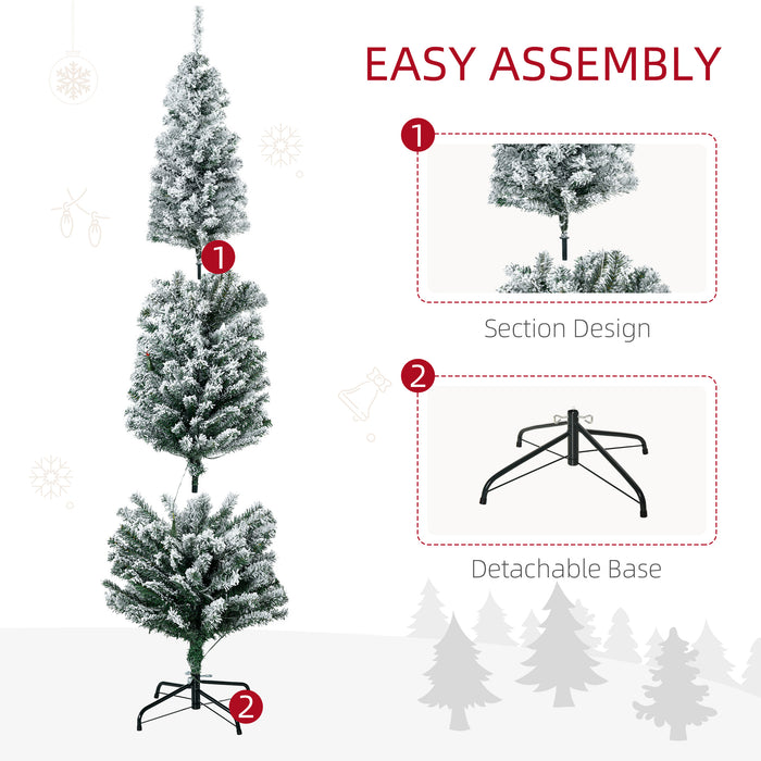 Artificial Prelit 6ft Christmas Tree - Warm White LED Lights, Flocked Tips, Decorative Berries & Pine Cones - Ideal Holiday Centerpiece for Home Décor