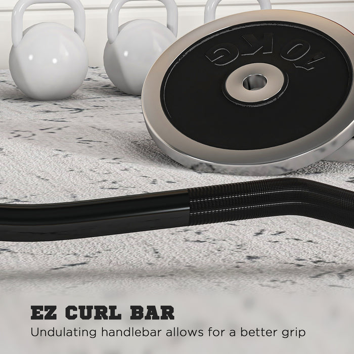 Olympic EZ Curl Bar - 2-Inch Barbell with Spring Clips for Weight Training - Ideal Home Gym Equipment for Bicep and Tricep Exercises