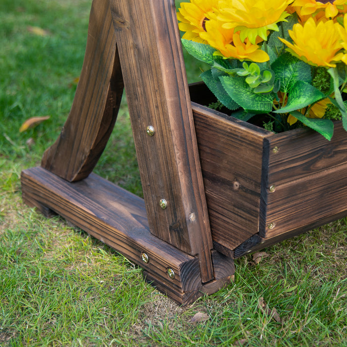 Outdoor Wooden Plant Shelf - 3-Tier Freestanding Flower Rack, 61x48x118cm Vertical Pot Display - Ideal for Patio, Balcony & Garden Decoration