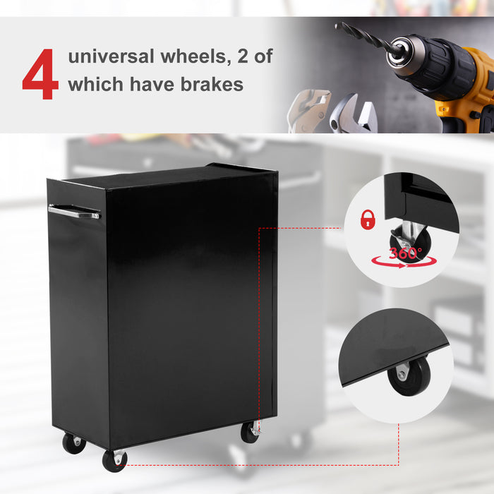 HOMCOM Heavy-Duty Tool Chest - 5-Drawer Steel Storage Cabinet, Black - Ideal for Workshop Organization and Tool Safety
