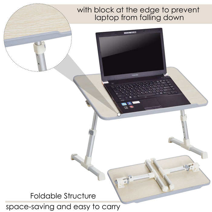 Foldable Laptop Stand - Height & Angle Adjustable Notebook PC Desk for Bed - Portable Workspace Solution for Remote Workers and Students