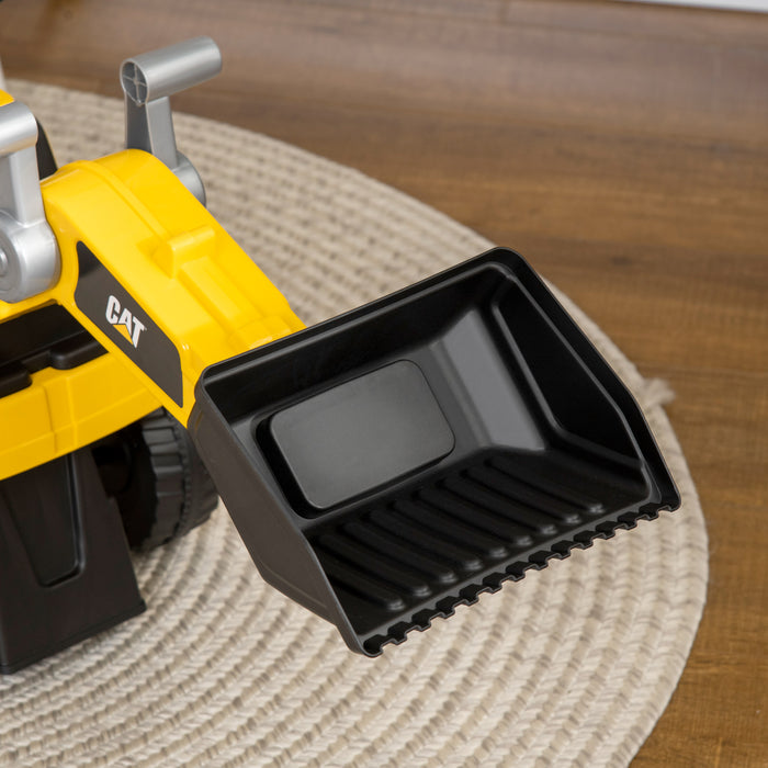 CAT Licensed Toddler Excavator Ride-On - Manual Bucket & Horn, Under-Seat Storage - Foot-to-Floor Construction Digger for Kids