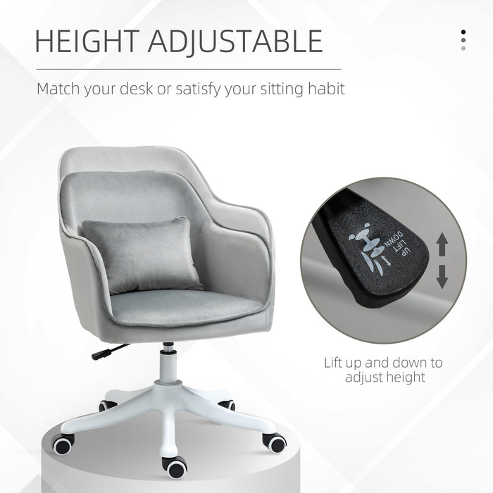 Ergonomic Velvet Office Chair with Massage - Rechargeable Vibration Lumbar Support, Smooth-Rolling Casters - Comfort for Home Office and Remote Work