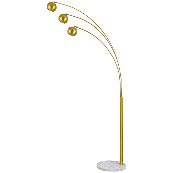 Futuristic 3-Branch Floor Lamp - Metal Frame with Multi-Light Shades and Marble Base - Adjustable, Rotating 198cm Gold Lighting Fixture for Elegant Home Decor