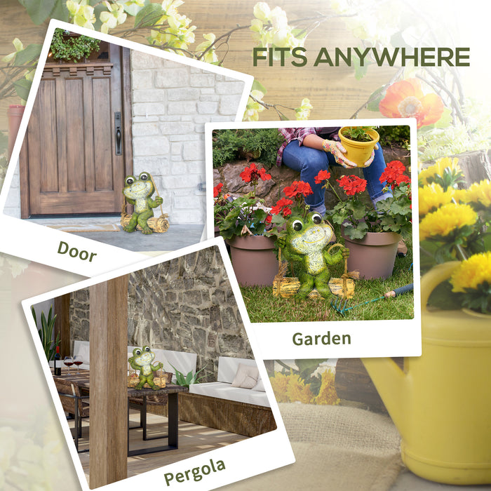 Vivid Frog on Swing Hanging Garden Statue - Artistic Outdoor Sculpture in Green - Charming Home Decor and Garden Enhancement