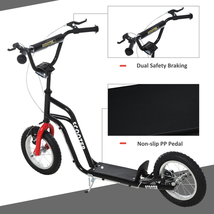 Kick Scooter for Kids - Steel Frame, Adjustable Height, Black & Red - Fun Outdoor Activity for Children