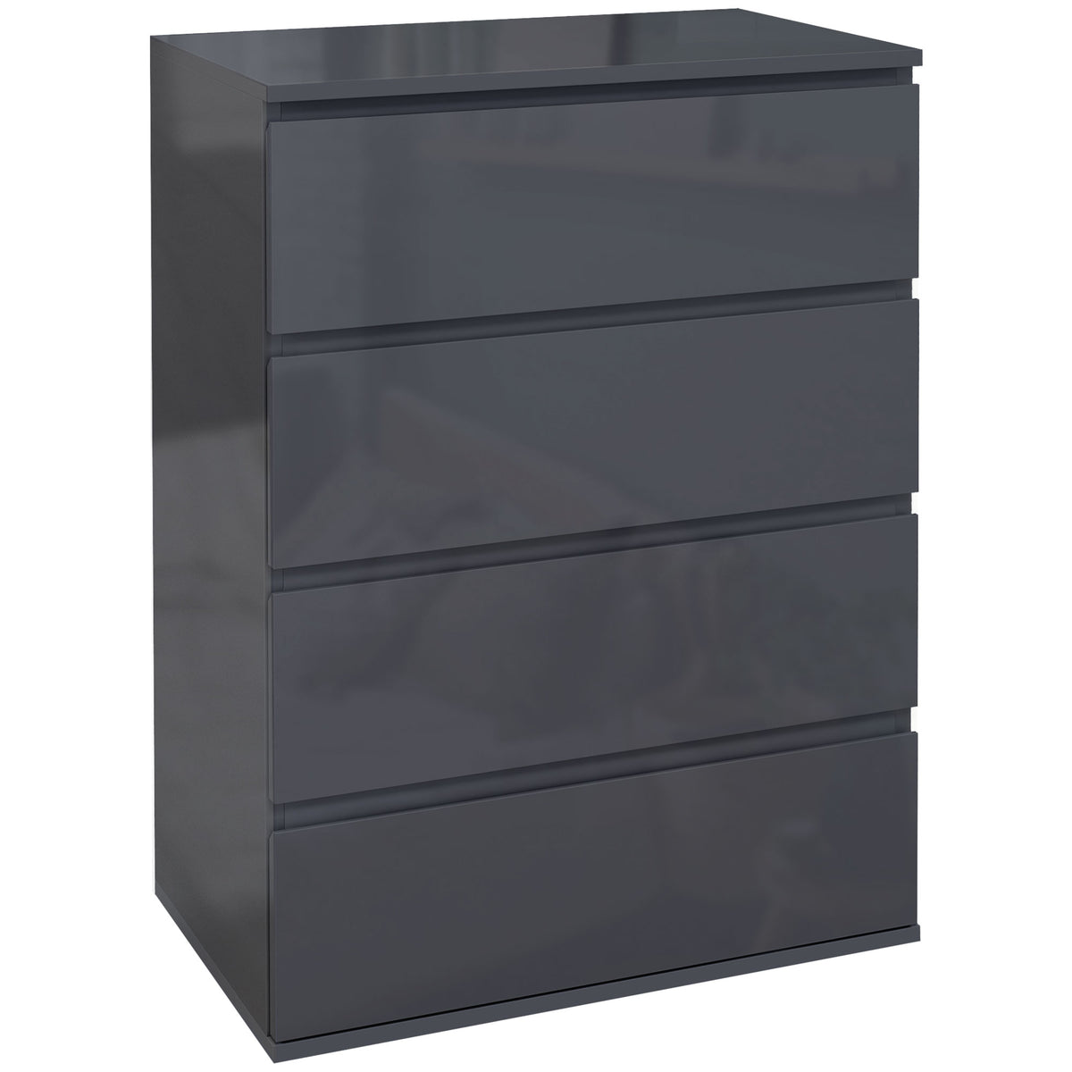 High Gloss 4-Drawer Dresser - Contemporary Bedroom Storage Cabinets - Sleek Organization Solution for Modern Homes