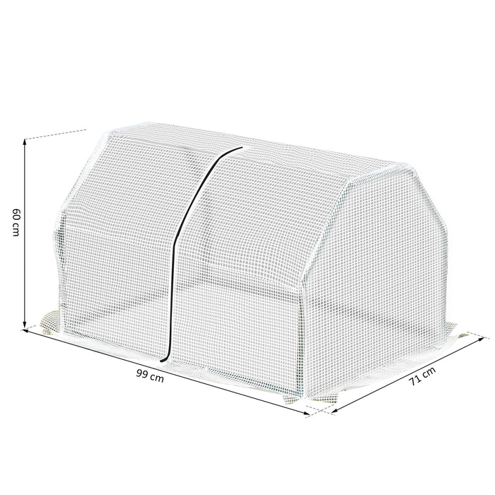 Portable Mini Greenhouse with Metal Frame - Durable PVC Cover and Middle Zip Access, 99x71x60 cm - Ideal for Garden Cultivation and Plant Protection