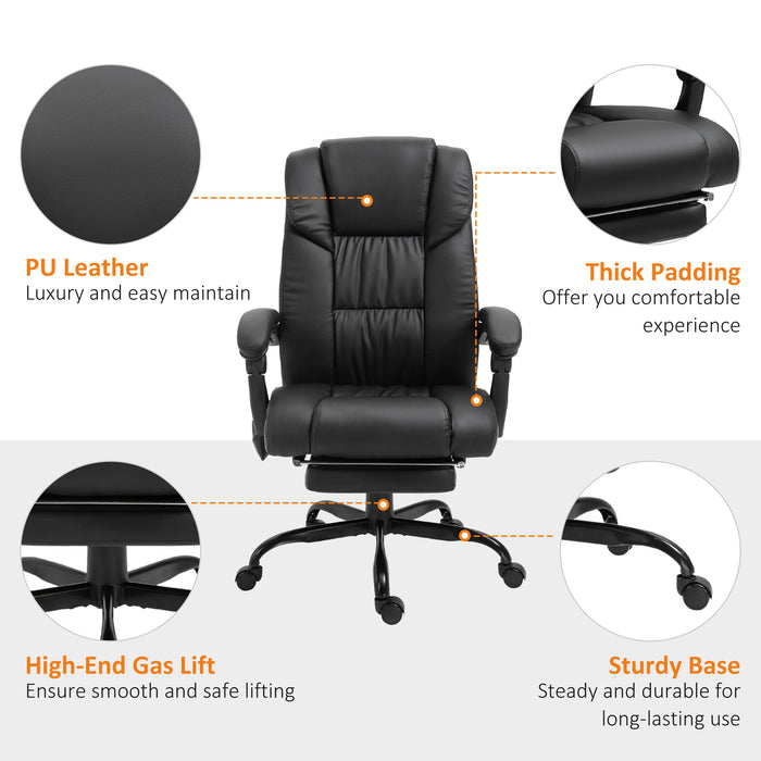 PU Leather 6-Point Massage Racing Chair - Electric Recliner with Adjustable Height and Angle, 5 Wheels, Footrest - Comfortable Home Office Seating Solution