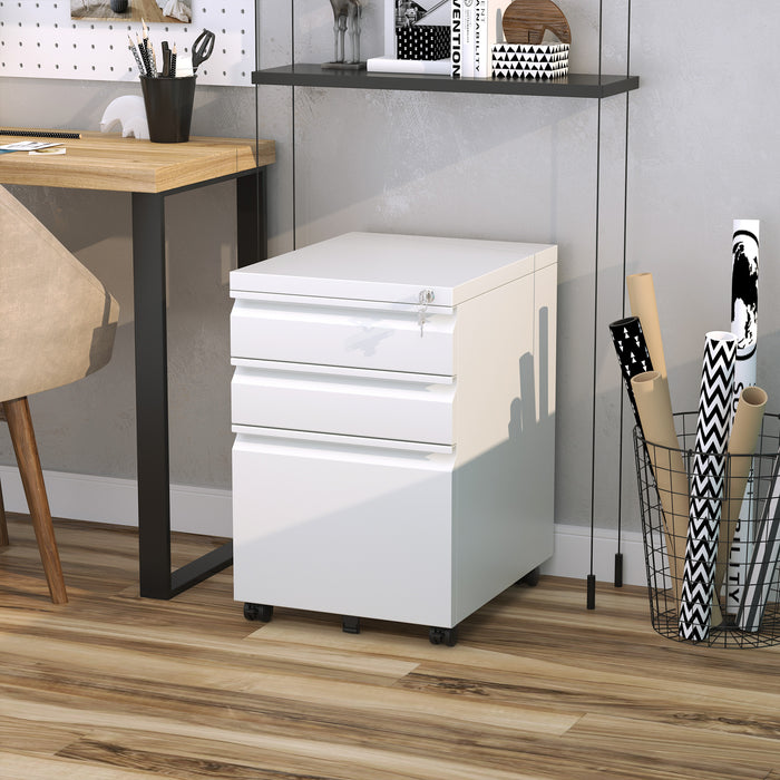 Mobile 3-Drawer Vertical File Cabinet - Lockable Rolling Storage Unit, Under Desk Design - Ideal for Home Office Organization