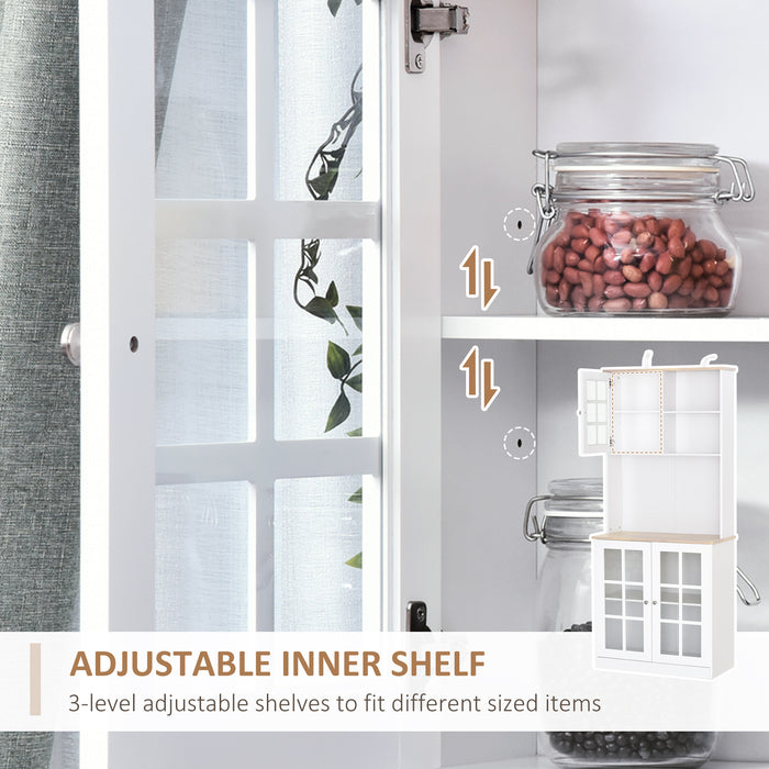 Elegant Kitchen Cupboard Sideboard - Ample Storage with Counter Space, Glass Door Cabinets, and Shelves - Ideal for Organizing Tableware and Culinary Essentials