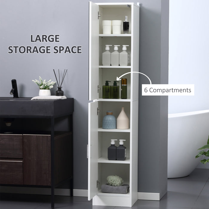 Tall Mirrored Bathroom Cabinet - Floor-Standing Storage Cupboard with Adjustable Shelf - Space-Saving Solution for Bathroom Organization