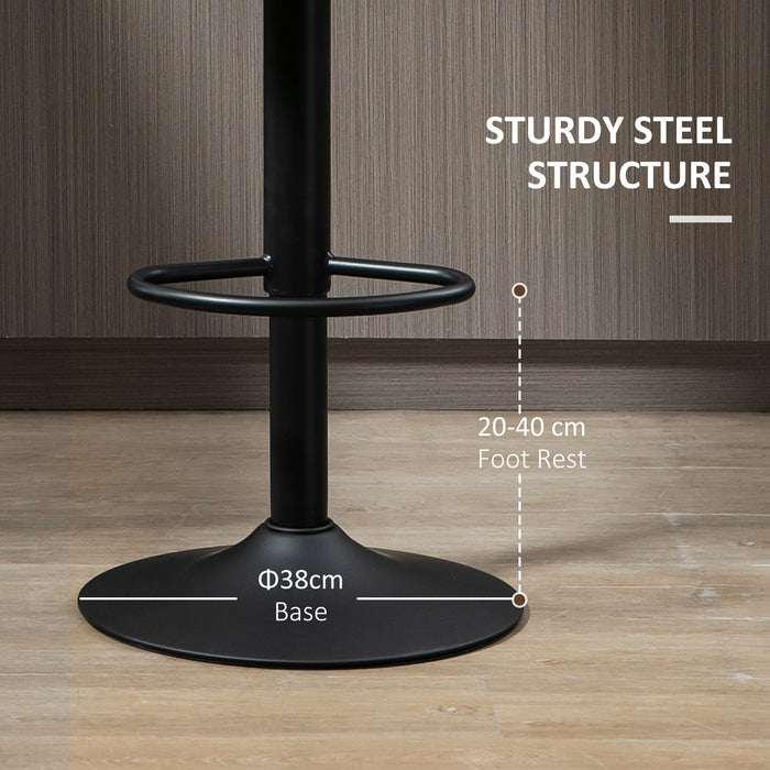 Swivel Barstools Set of 2 - Adjustable Height with Back & Footrest, Steel Frame & Gas Lift - Ideal for Kitchen Counter & Dining Room, Brown