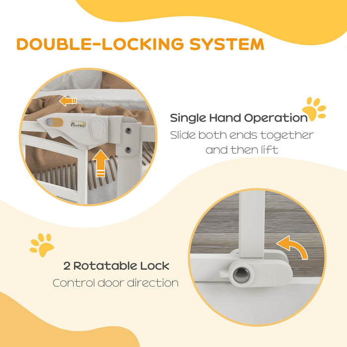 Pressure Fit Stair Gate with Cat Door - Auto-Closing Safety Barrier, Double-Locking - Pet Management for Home, Fits 74-80cm Spaces