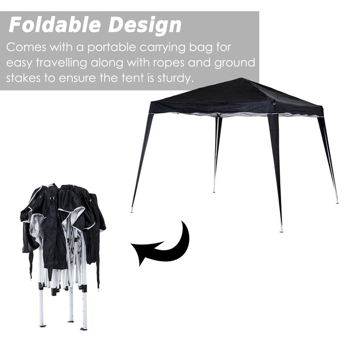 Pop-Up Canopy Tent - 3m Length x 3m Width x 2.4m Height, Durable Black Fabric - Ideal for Outdoor Events & Gatherings