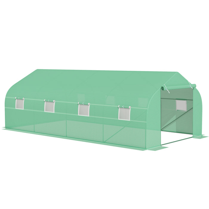 Large Walk-In Polytunnel Greenhouse - 6x3m with Sturdy Metal Frame, Roll-Up Windows & Zippered Door - Perfect for Gardeners & Plant Protection