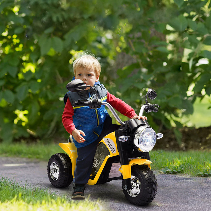 Kids Electric Motorcycle - 3-Wheeled Ride-On Motorbike with Battery, Headlights & Horn - Perfect for Toddlers 18-36 Months in Bright Yellow