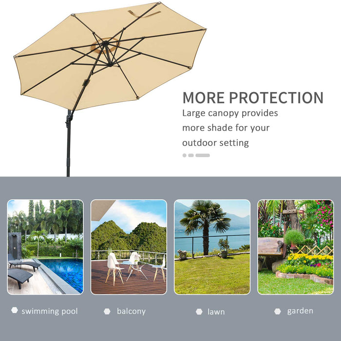 3(m) Patio Offset Parasol - Roma Umbrella with 360° Cantilever Rotation and Cross Base for Versatile Hanging Sun Shade - Ideal Shelter for Outdoor Leisure Spaces