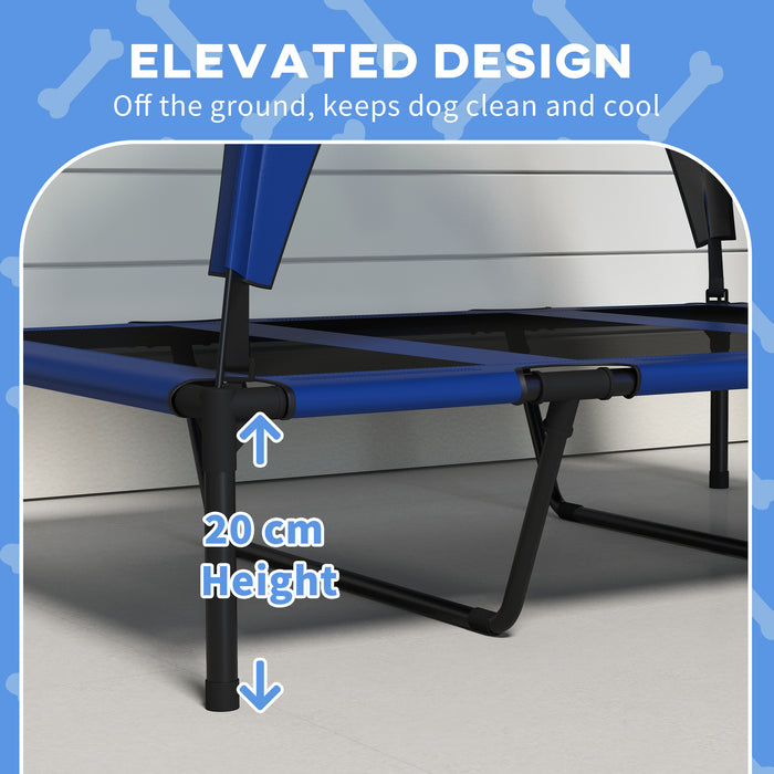 Elevated Dog Bed with Cooling Breathable Mesh - Washable, Durable Design for Large Pets - Ideal Comfort for Hot Weather Conditions, 106x76x94cm, Dark Blue