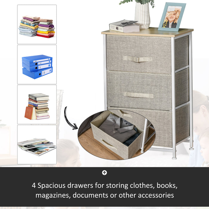 3-Tier Vertical Linen Drawer Storage Cabinet - Metal Frame Dresser Tower with Adjustable Feet - Ideal Organizer for Living Room, Bathroom, Kitchen