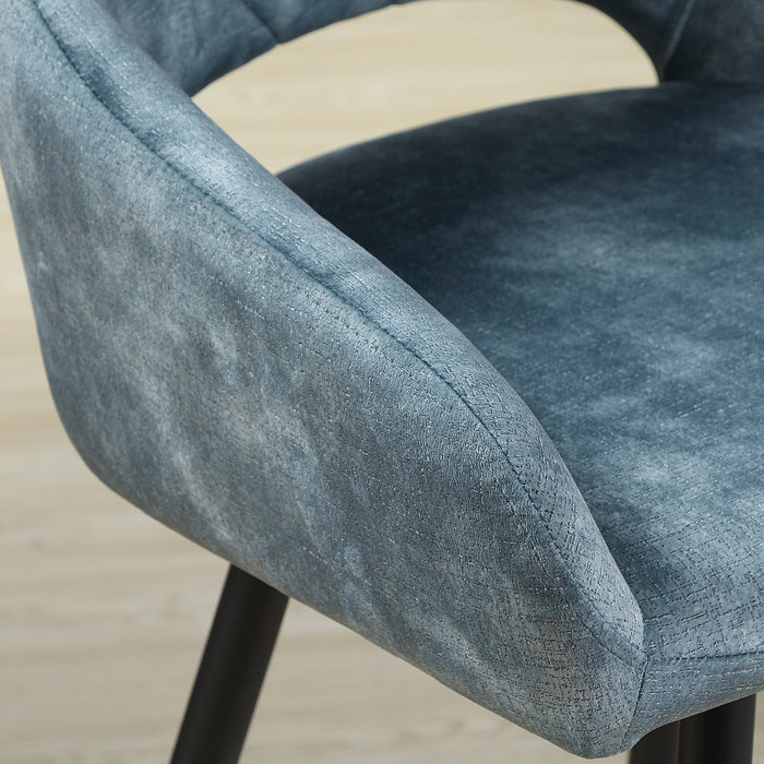 Velvet-Touch Fabric Counter Height Bar Chairs, Set of 2 - Sturdy Steel-Legged Kitchen Stools in Blue - Ideal for Dining and Entertainment Areas
