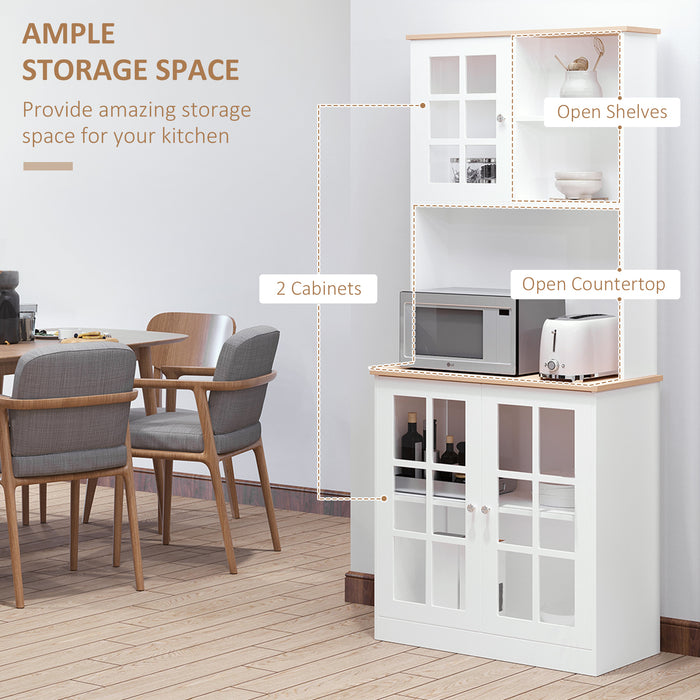 Elegant Kitchen Cupboard Sideboard - Ample Storage with Counter Space, Glass Door Cabinets, and Shelves - Ideal for Organizing Tableware and Culinary Essentials
